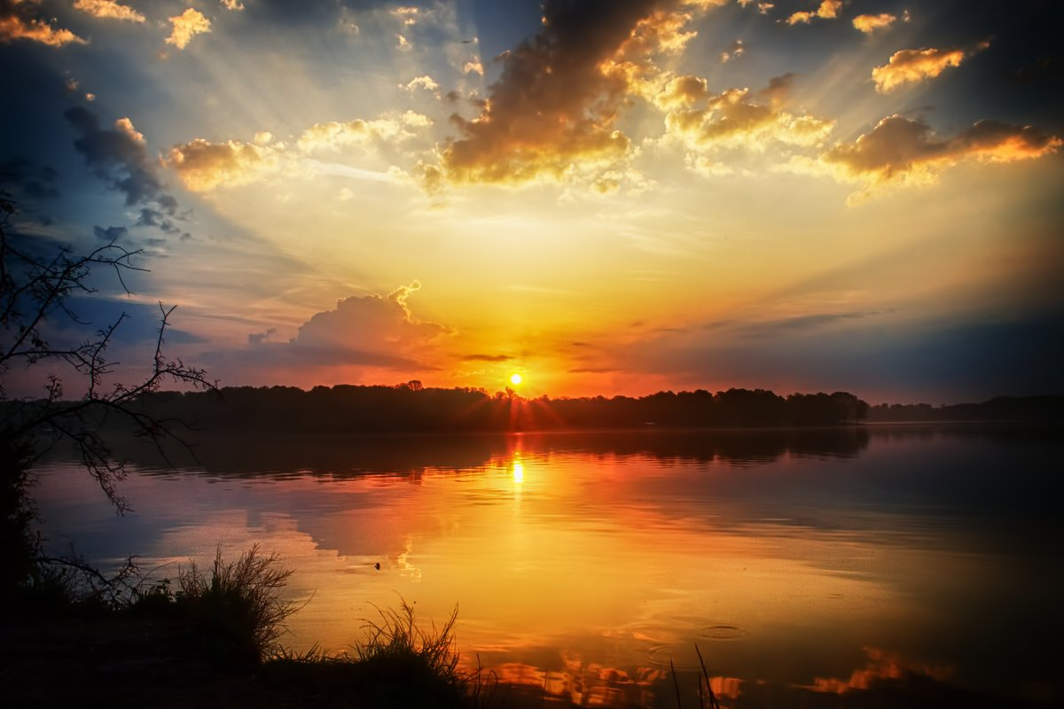 Sun rays over the lake
